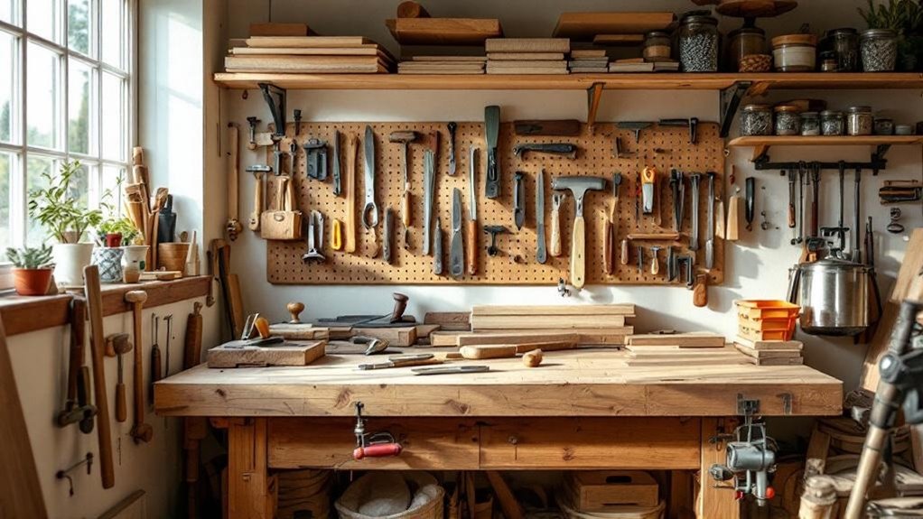 small woodworking workshop setup